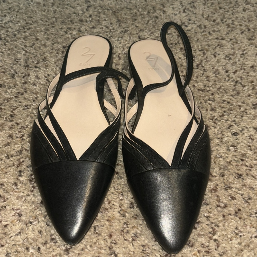 27 EDIT Black Leather Flats - Picture 5 of 9